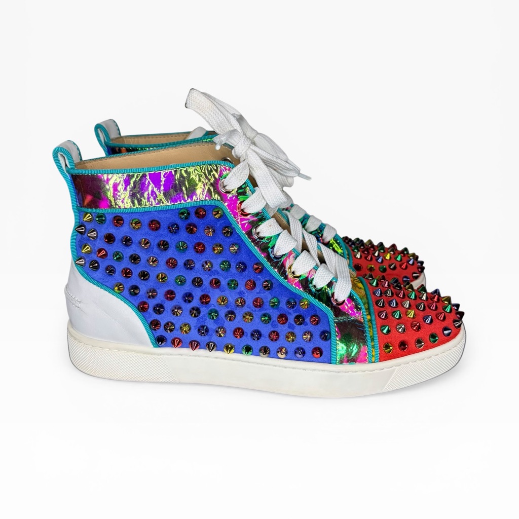 Christian Louboutin Multicolor Studded Womenâs High-Top Sneakers Size 38